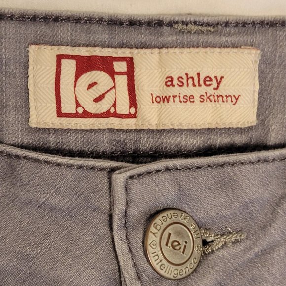 l.e.i. gray low rise skinny stretch jeans Sz: 5 (jr) - Picture 3 of 3